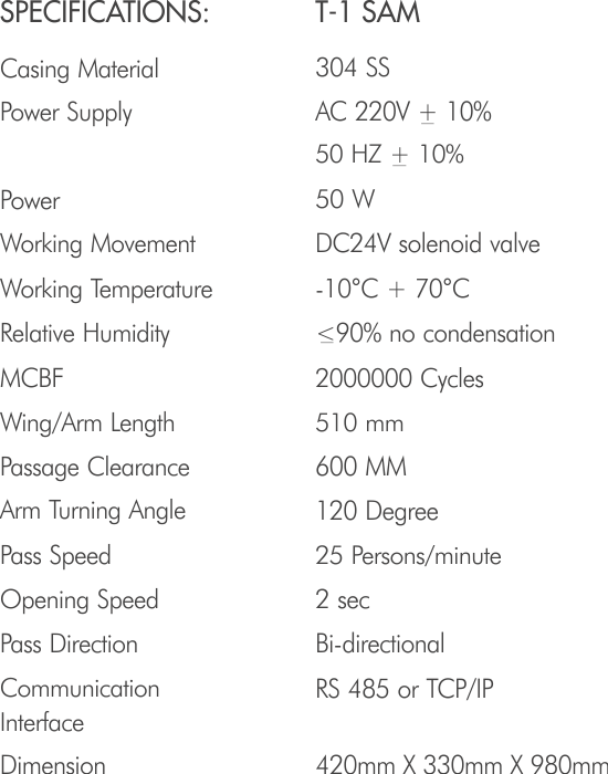 sio-turnstile-specifications