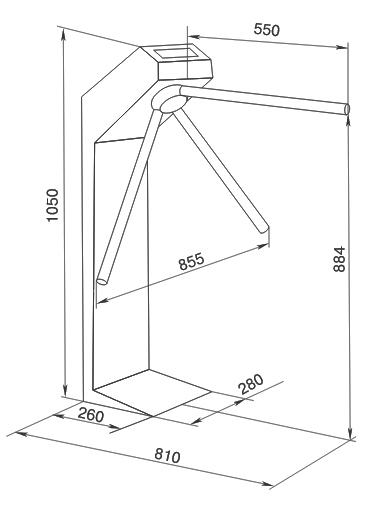 SIO-compact-turnstile-indoor-application-drawing